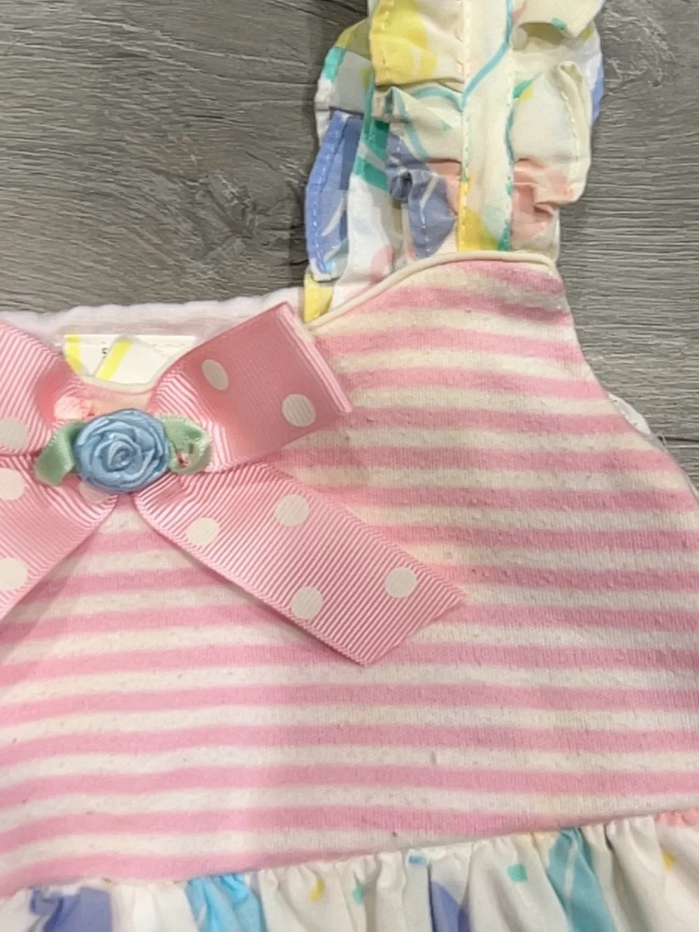 VTG 80s Baby Togs Pastel Balloon Romper Dress 12M First Birthday Pink Striped